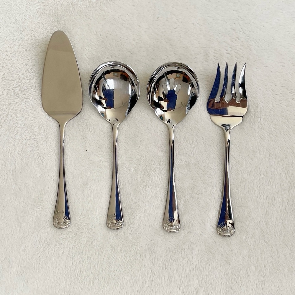 Towle Georgian House Serving Set 4pc 18/8 Stainless Shell Pattern Vintage